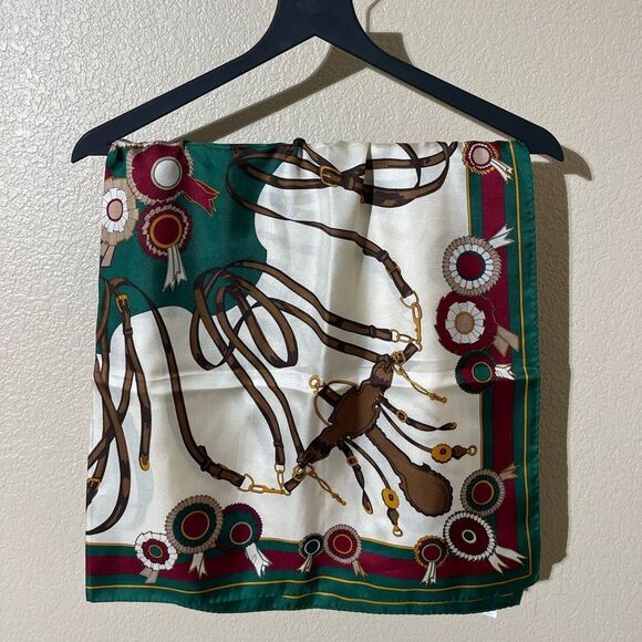 Ginnie Johansen Elegant Green and Brown Scarf - Picture 4 of 4